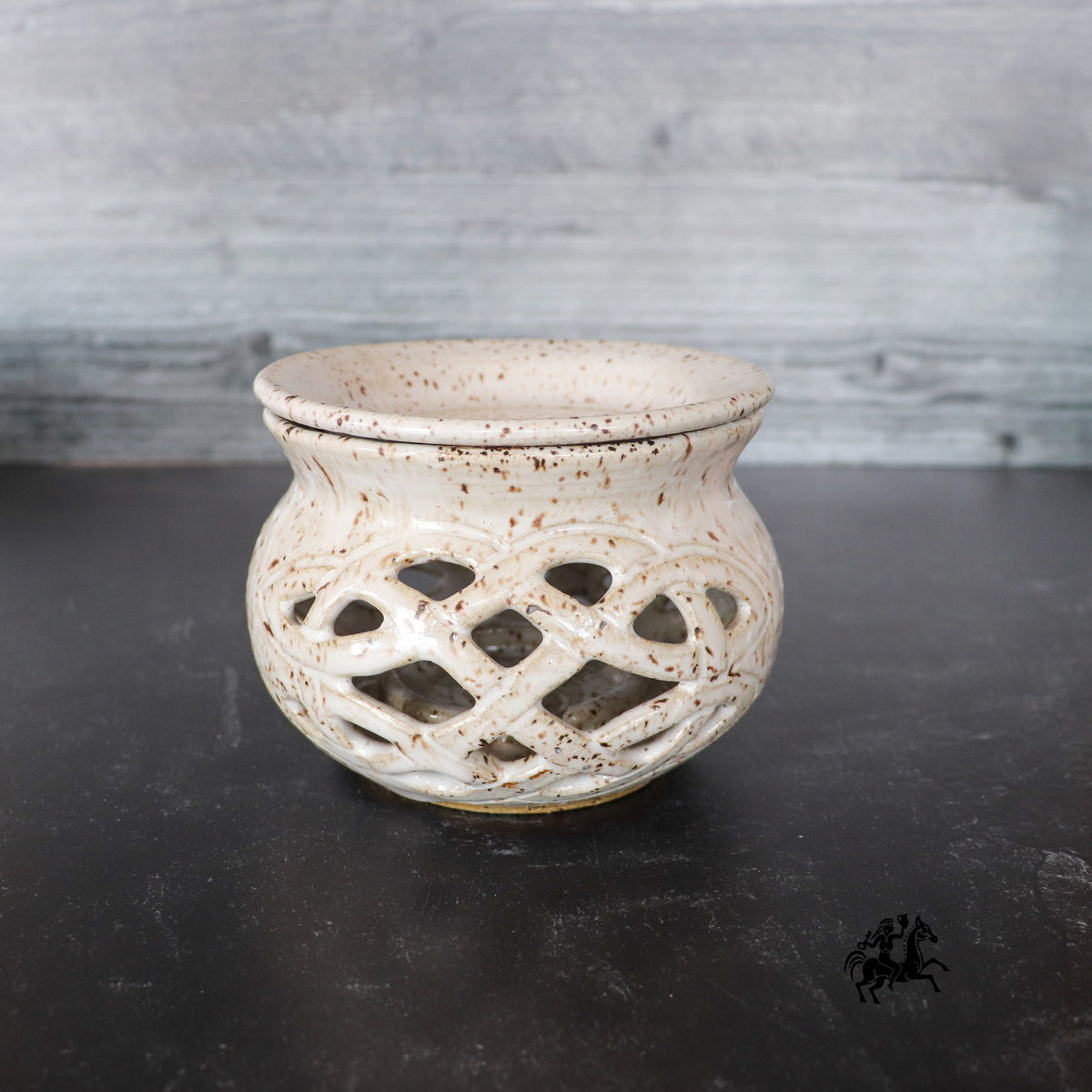 Wax Melt or Oil Warmer Speckled Hen White Celtic Knot